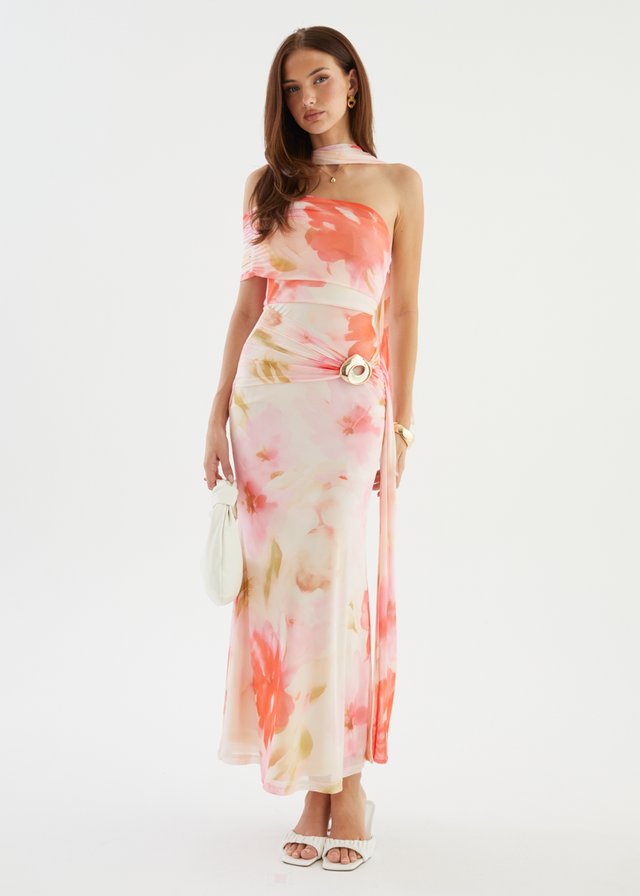Shilah Mesh Maxi Dress - Blush Garden
