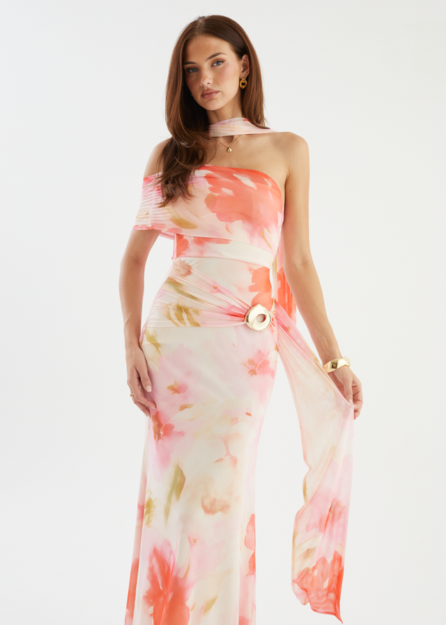 Shilah Mesh Maxi Dress - Blush Garden