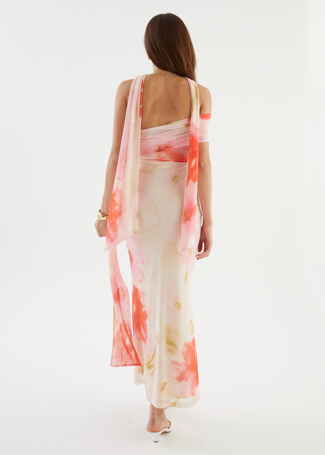 Shilah Mesh Maxi Dress - Blush Garden