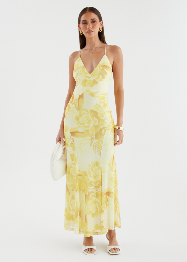 Kimberley Mesh Maxi Dress - Lemon Bloom