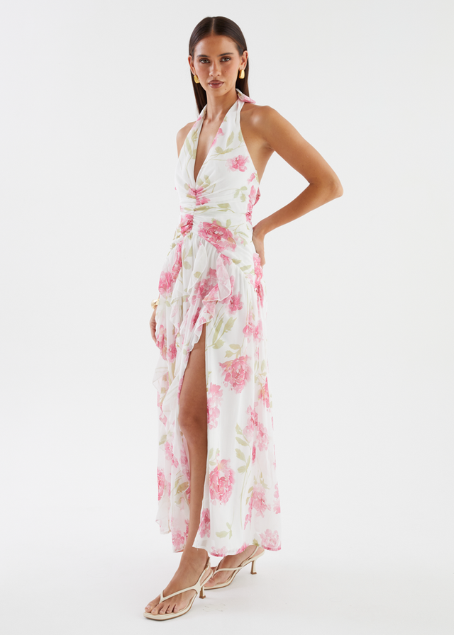 Jossia Halter Maxi Dress - Pink Flowers
