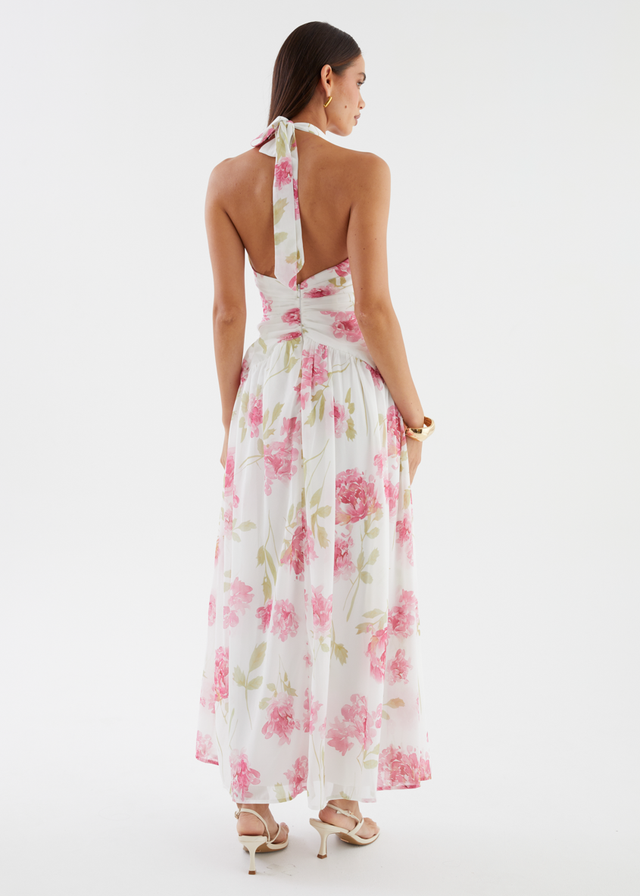 Jossia Halter Maxi Dress - Pink Flowers