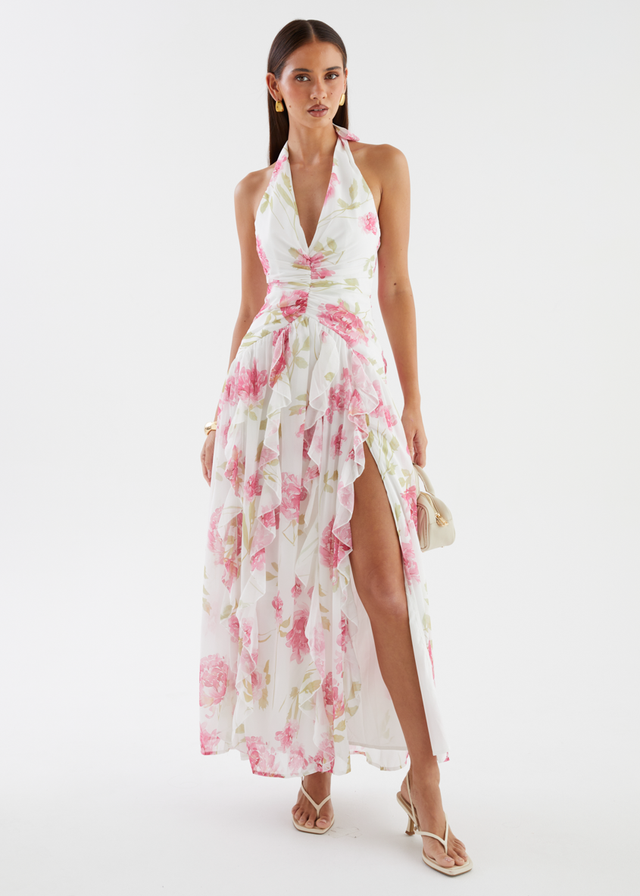 Jossia Halter Maxi Dress - Pink Flowers