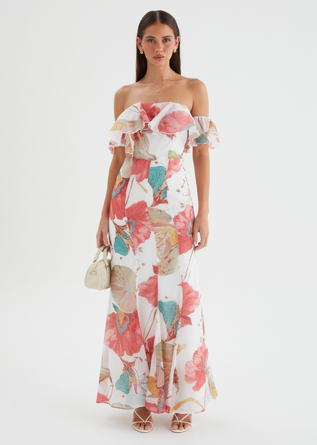 Lauraine Off Shoulder Maxi Dress - White Petal