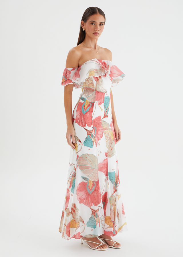 Lauraine Off Shoulder Maxi Dress - White Petal