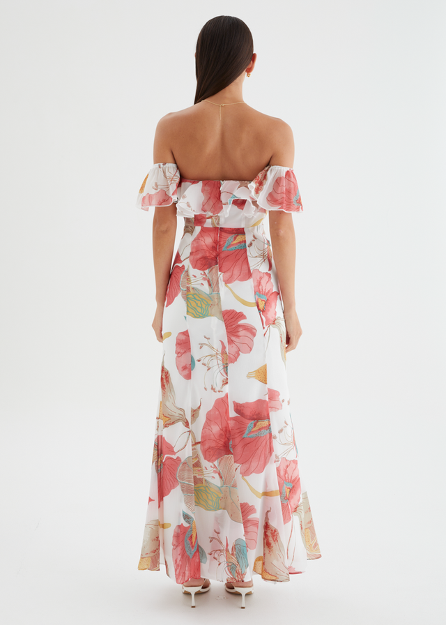 Lauraine Off Shoulder Maxi Dress - White Petal