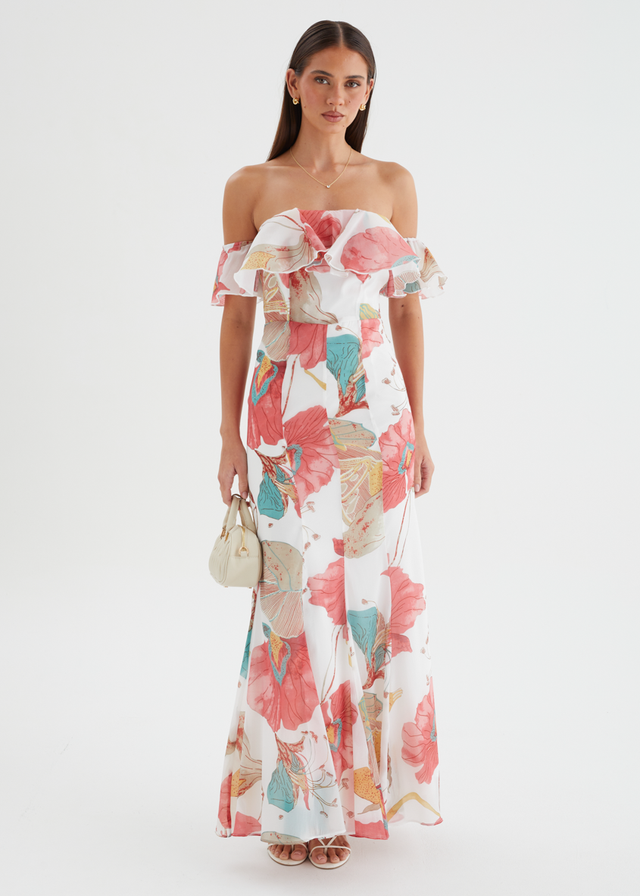 Lauraine Off Shoulder Maxi Dress - White Petal