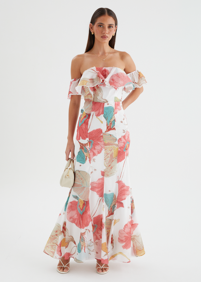 Lauraine Off Shoulder Maxi Dress - White Petal