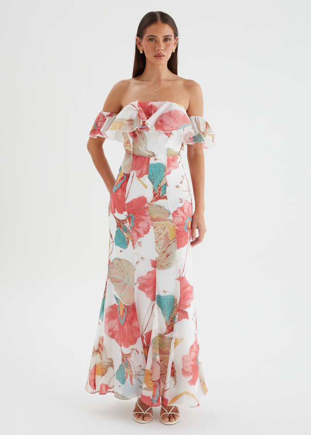 Lauraine Off Shoulder Maxi Dress - White Petal