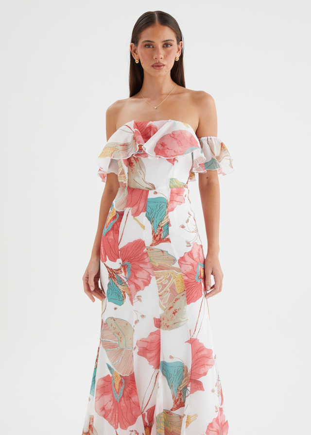 Lauraine Off Shoulder Maxi Dress - White Petal