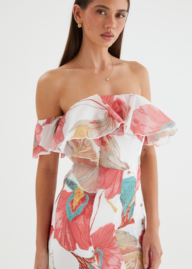 Lauraine Off Shoulder Maxi Dress - White Petal