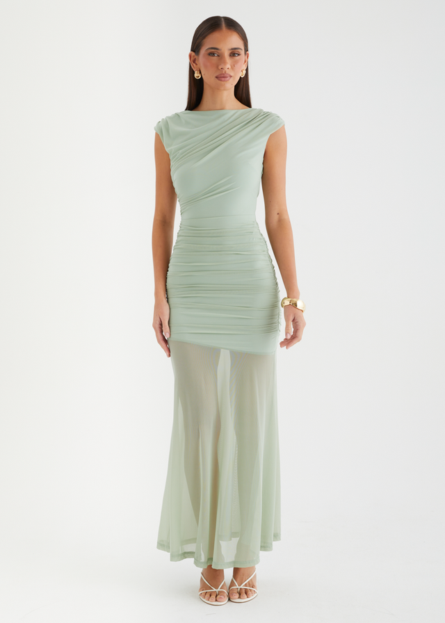 Alya Mesh Maxi Dress - Sage