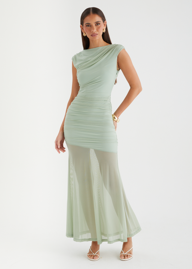 Alya Mesh Maxi Dress - Sage
