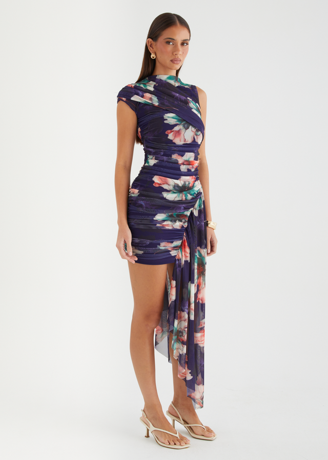 Indeanna Mesh Dress - Indigo Floral