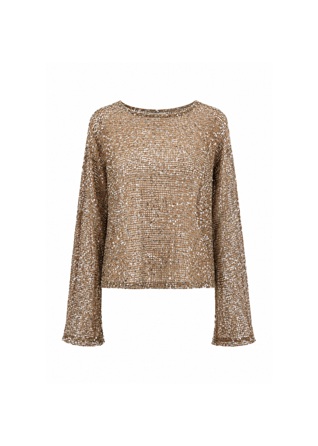 Zakariya Sequin Mesh Top - Chocolate