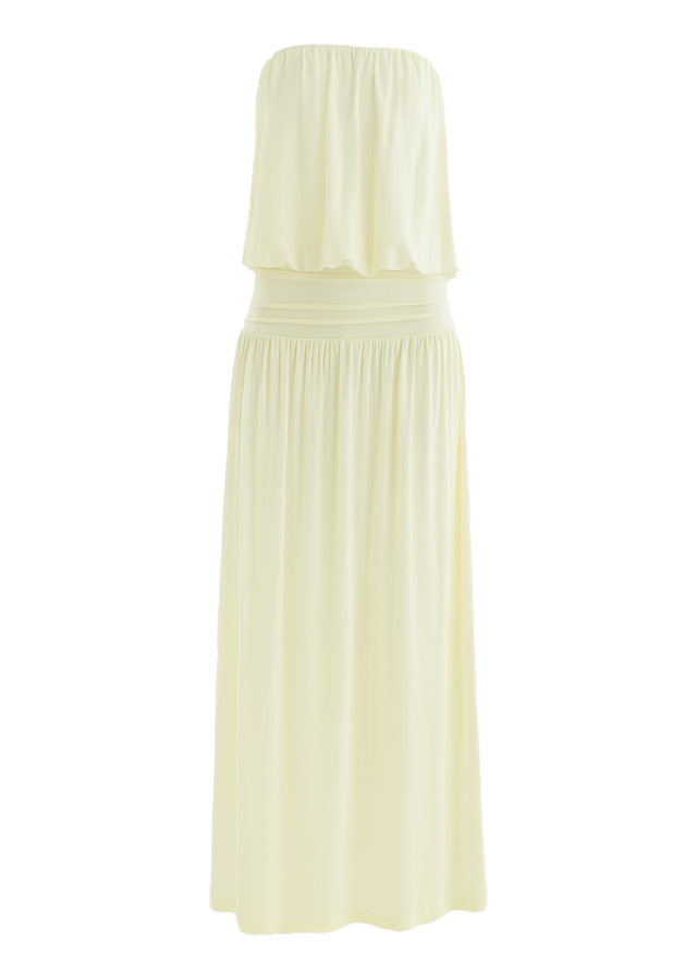Janey Strapless Mesh Maxi Dress - Lemon