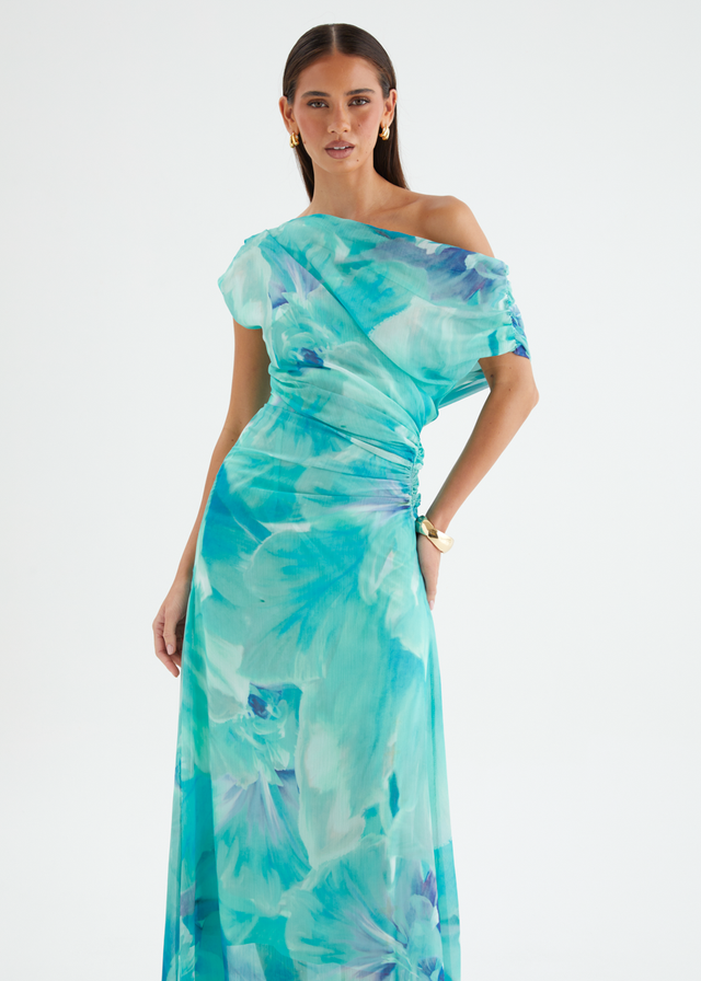 Olsen Off Shoulder Maxi Dress - Blue Aster