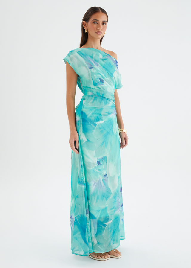 Olsen Off Shoulder Maxi Dress - Blue Aster