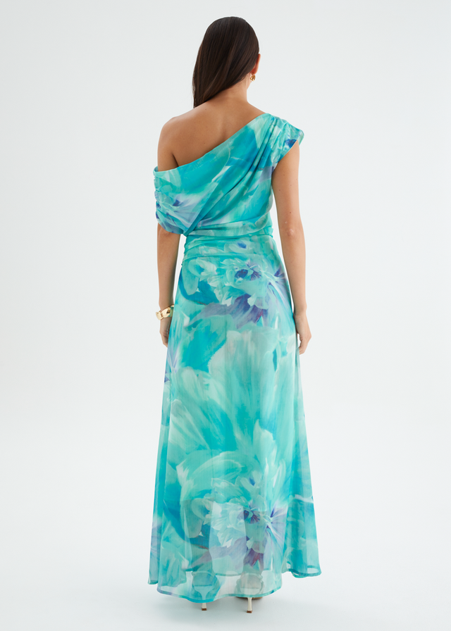 Olsen Off Shoulder Maxi Dress - Blue Aster