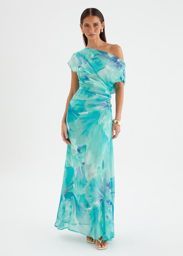 Olsen Off Shoulder Maxi Dress - Blue Aster