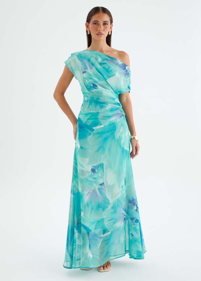 Olsen Off Shoulder Maxi Dress - Blue Aster
