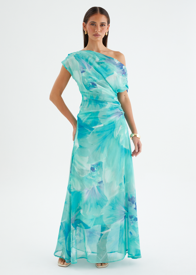 Olsen Off Shoulder Maxi Dress - Blue Aster