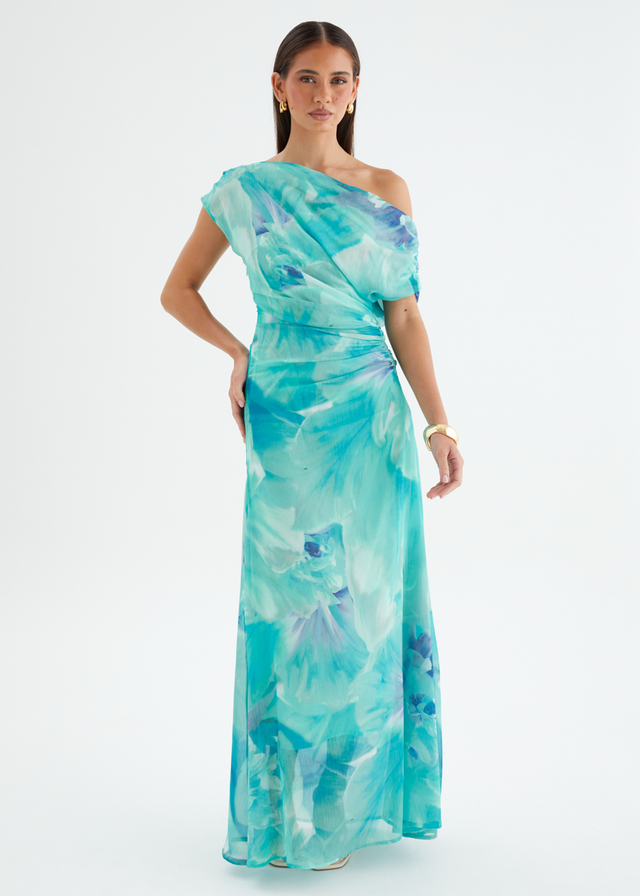 Olsen Off Shoulder Maxi Dress - Blue Aster