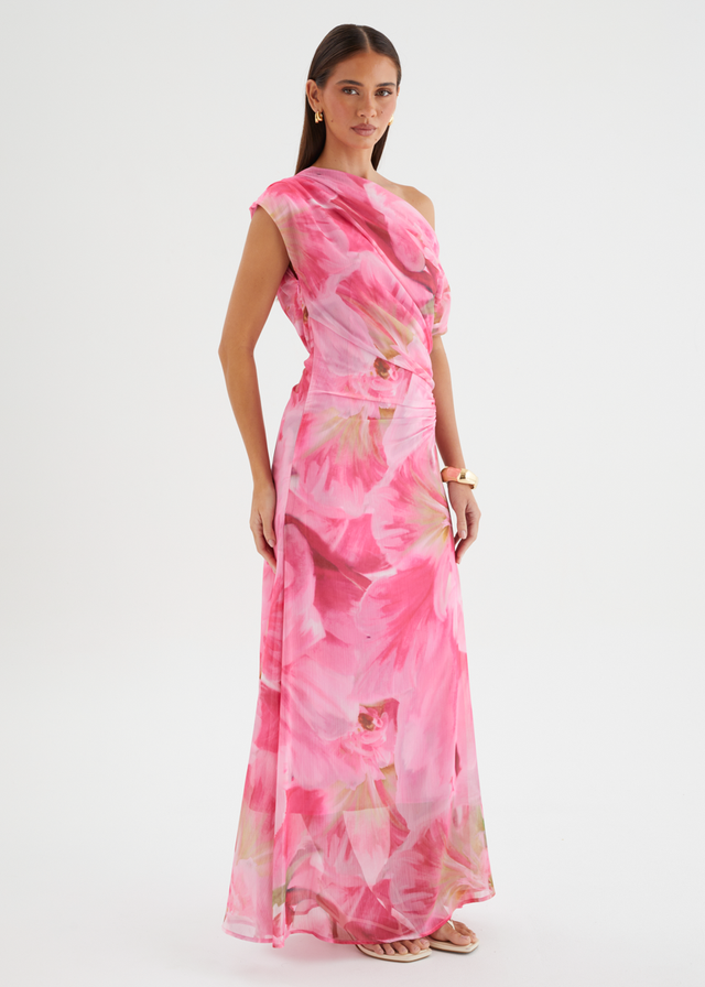 Olsen Off Shoulder Maxi Dress - Pink Aster