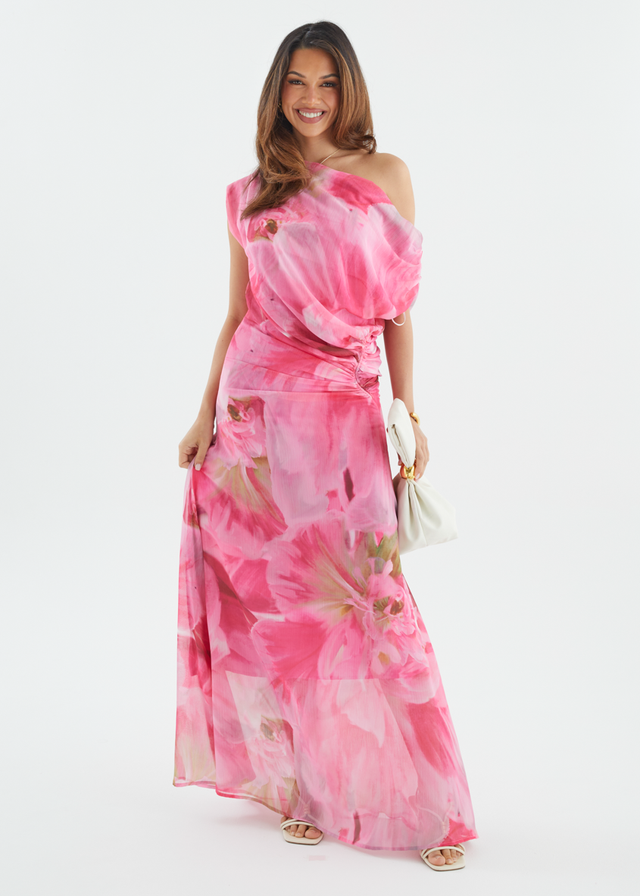 Olsen Off Shoulder Maxi Dress - Pink Aster