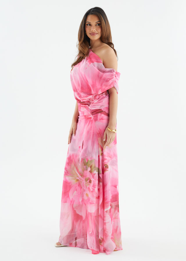 Olsen Off Shoulder Maxi Dress - Pink Aster