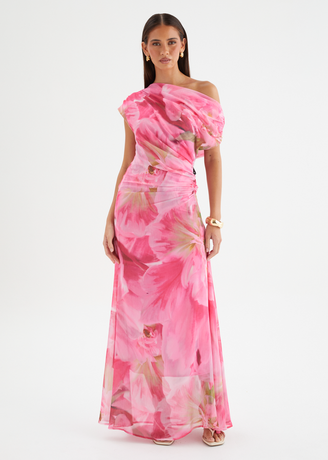 Olsen Off Shoulder Maxi Dress - Pink Aster