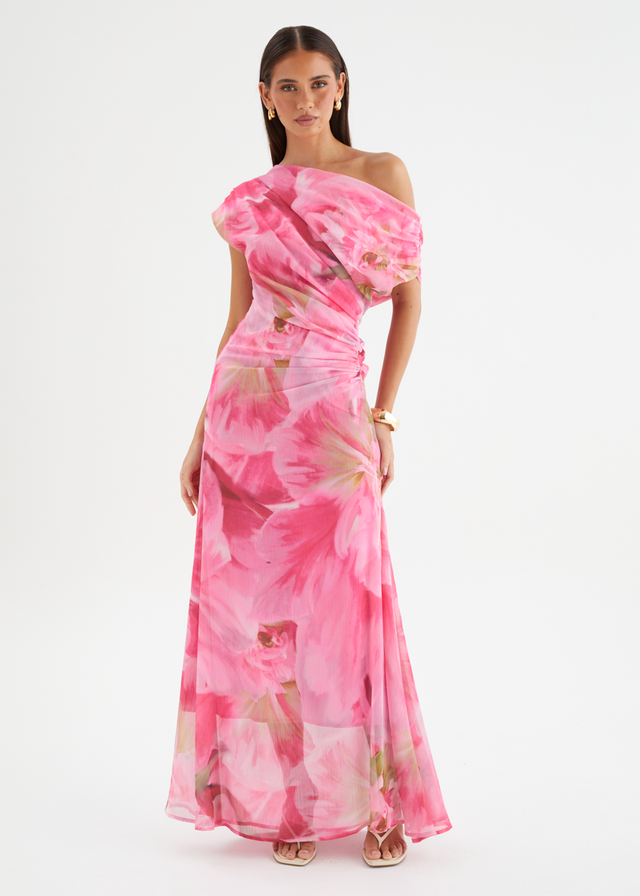 Olsen Off Shoulder Maxi Dress - Pink Aster