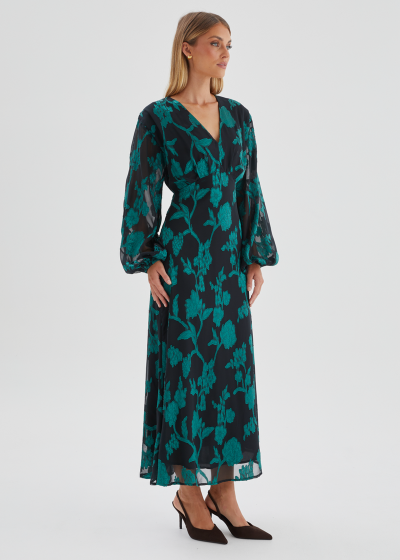 estelle dresses Gracie Solid Pastel Green Long Dress main image 1