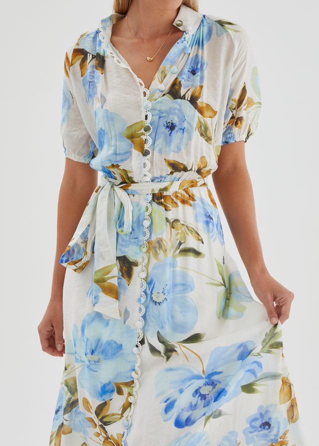 Lauretta Midi Dress - Blue Floral