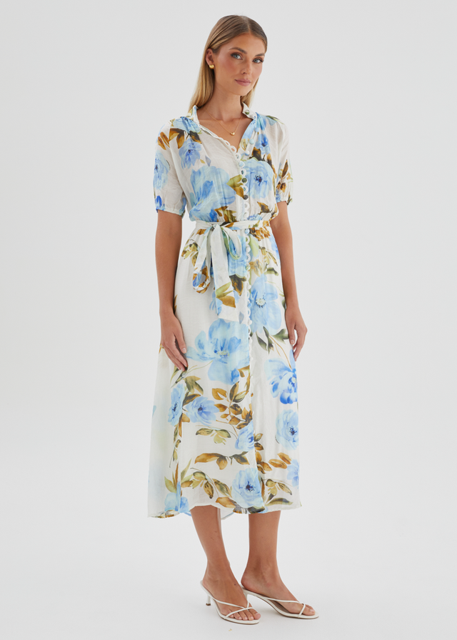 Lauretta Midi Dress - Blue Floral