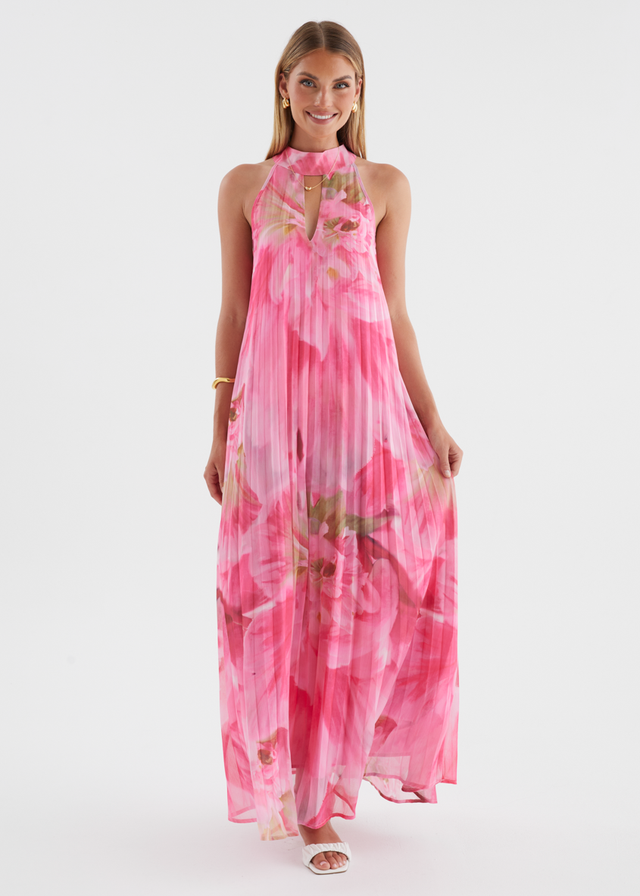 Pink Floral Midi Dresses Gingham & Heels Pink Floral Midi Dresses Gingham & Heels