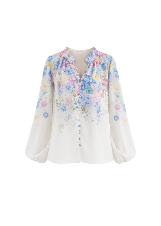Dellan Blouse - White Floral