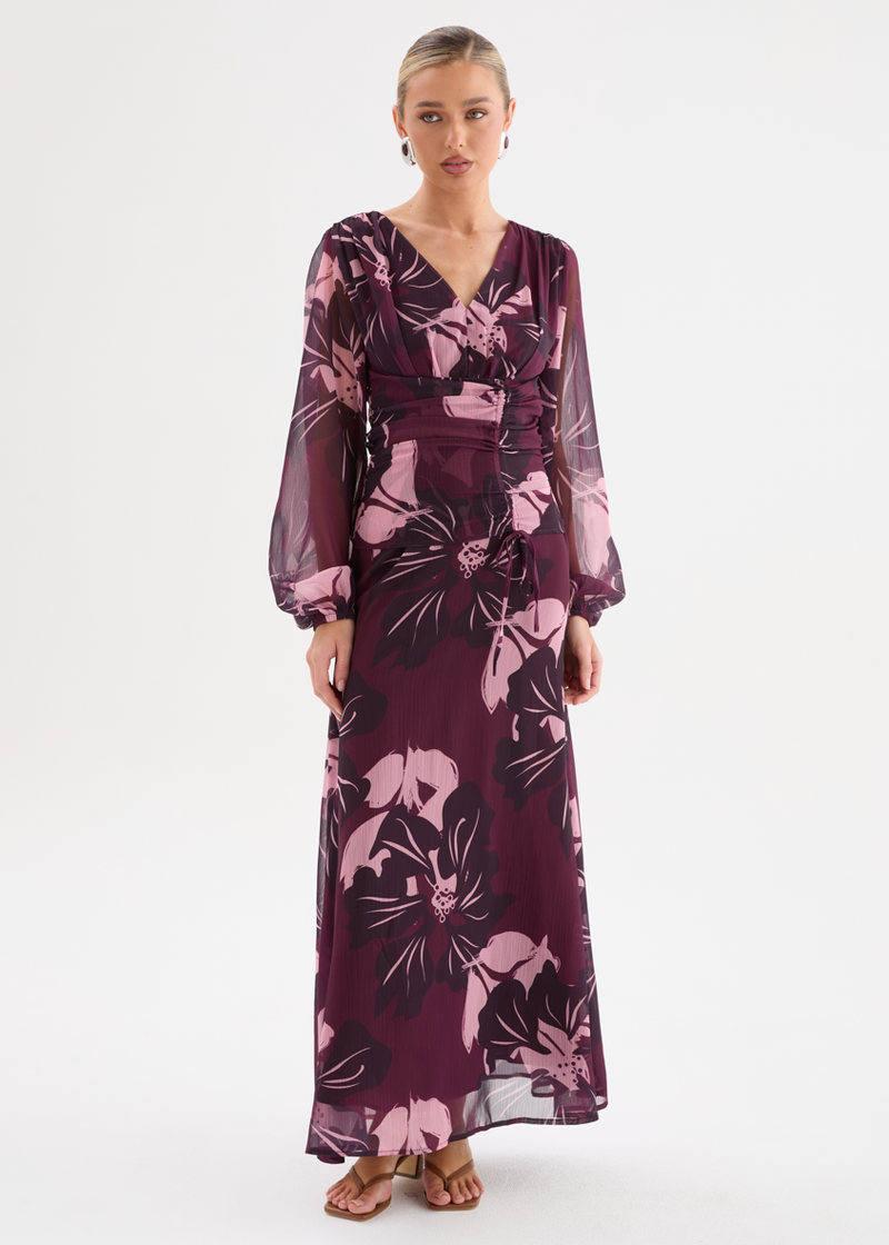 long floral dress with sleeves Sleeve Applique Embroidered V Neck Wedding catching ruffled layer design descends to the tea Easy Fall Outfit Idea: Floral
