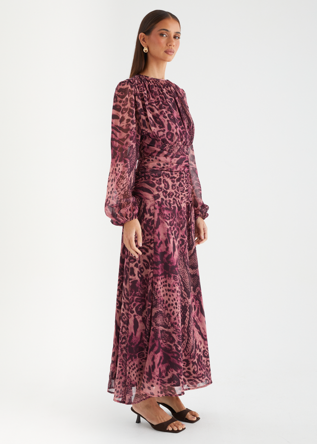Carmeila Maxi Dress - Cerise Safari