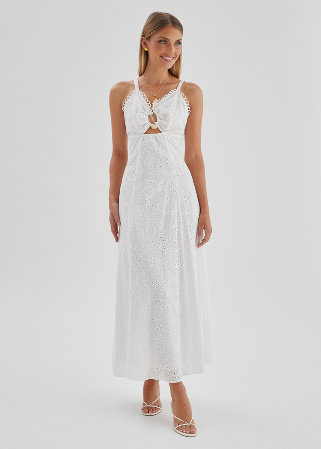 Naviti Midi Dress - White Anglaise