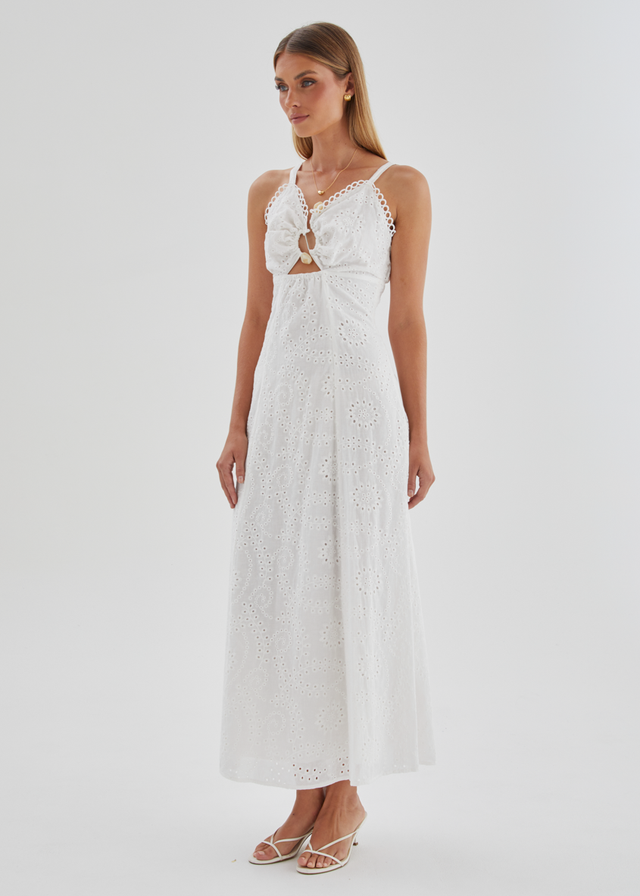 Naviti Midi Dress - White Anglaise