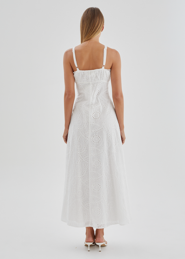 Naviti Midi Dress - White Anglaise
