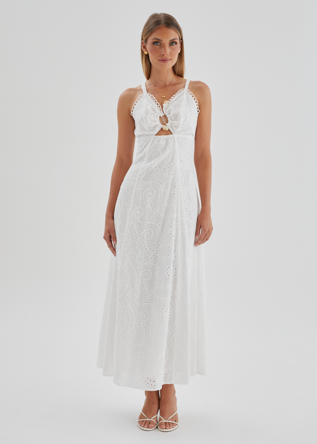 Naviti Midi Dress - White Anglaise