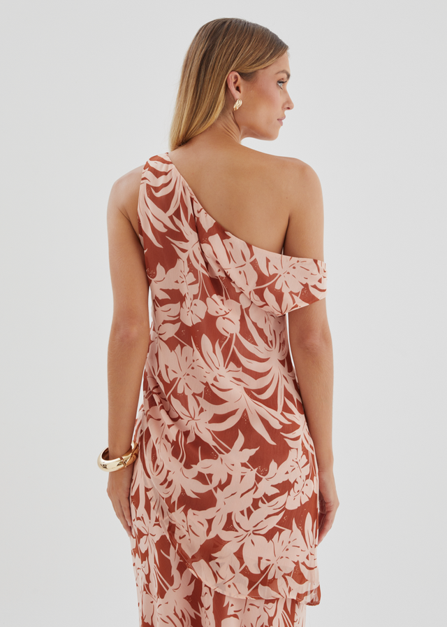 Cartez Off Shoulder Top - Bronze Palm