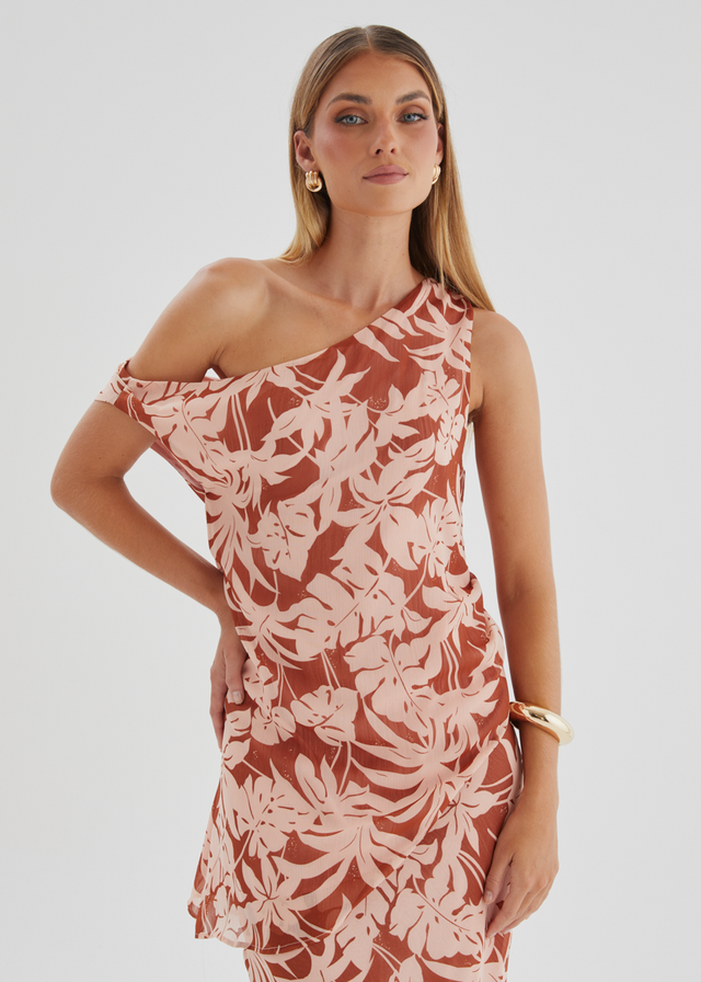 Cartez Off Shoulder Top - Bronze Palm