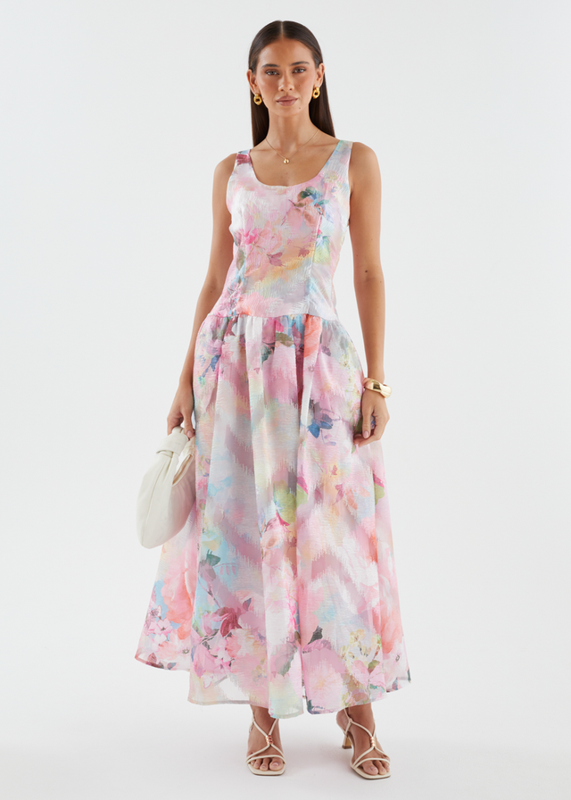 Milly Maxi Dress - Pink Watercolour