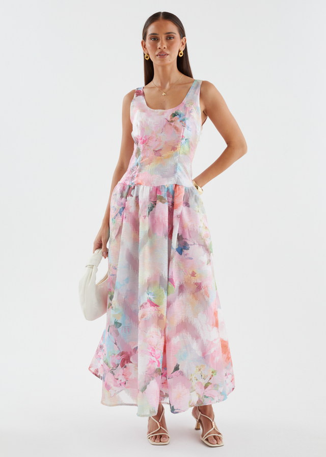 Milly Maxi Dress - Pink Watercolour