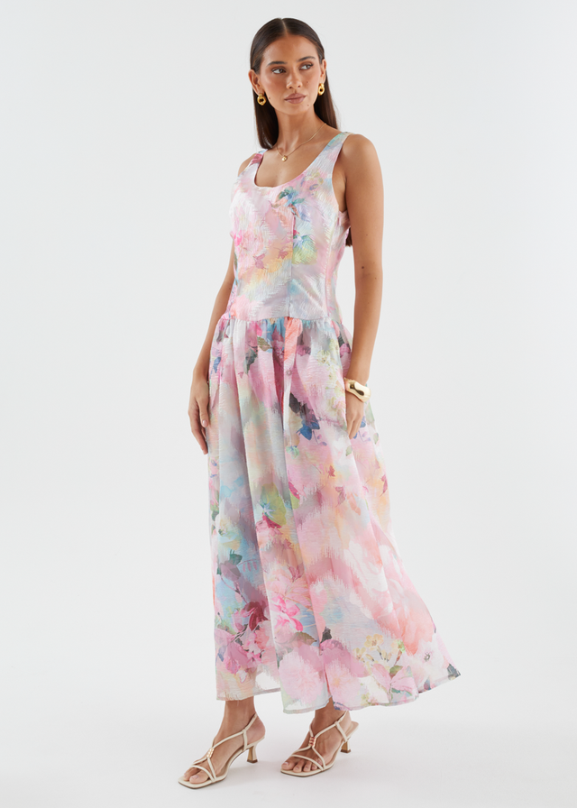 Milly Maxi Dress - Pink Watercolour