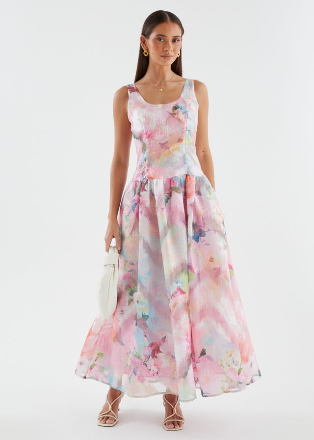 Milly Maxi Dress - Pink Watercolour
