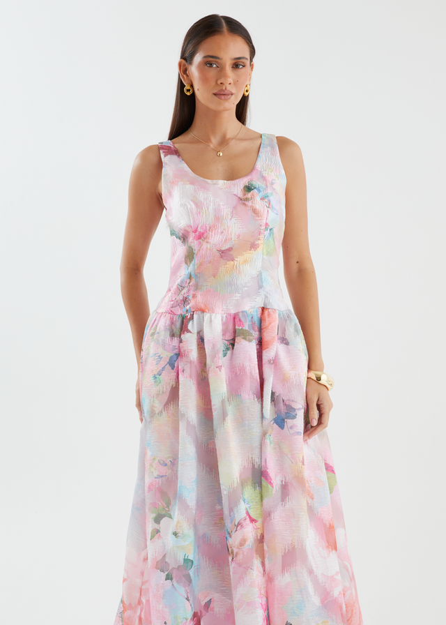 Milly Maxi Dress - Pink Watercolour